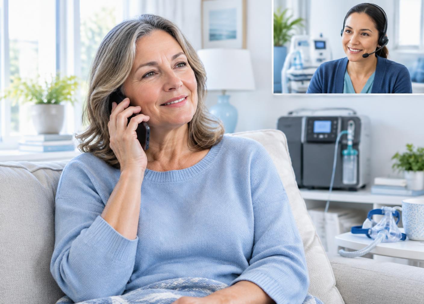 Persona realizando una consulta telefónica sobre atención respiratoria